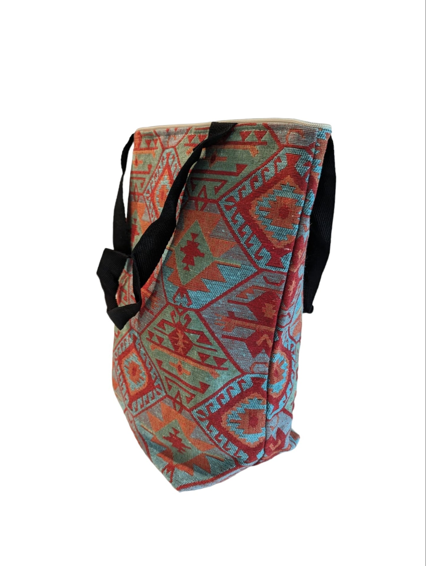 Elegant Cotton Tote, Beach Bag β Intricate Kilim Design, Aztec Print, Bohemian - The Humble Crescent