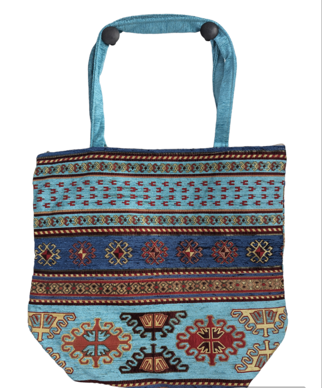 Elegant Chenille Tote, Beach Bag — Intricate Kilim Design, Aztec Print, Bohemian