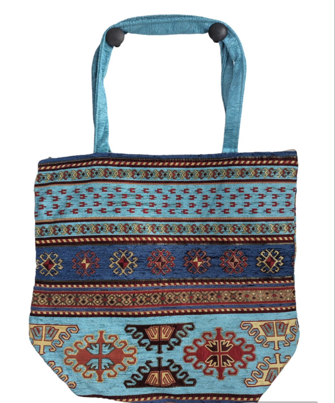 Elegant Chenille Tote, Beach Bag — Intricate Kilim Design, Aztec Print, Bohemian - The Humble Crescent