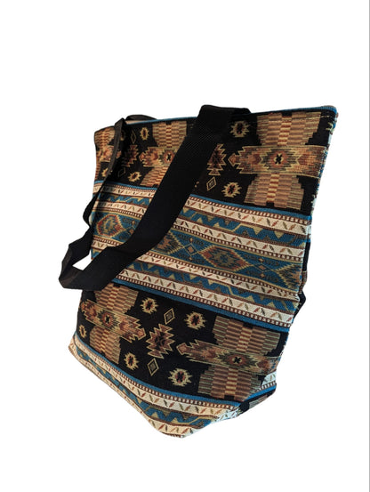 Elegant Cotton Tote, Beach Bag — Intricate Kilim Design, Aztec Print, Bohemian - The Humble Crescent