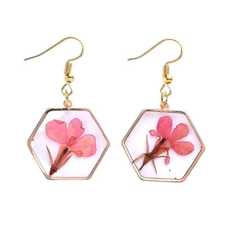 Geometric Dried Flower Earrings - The Humble Crescent