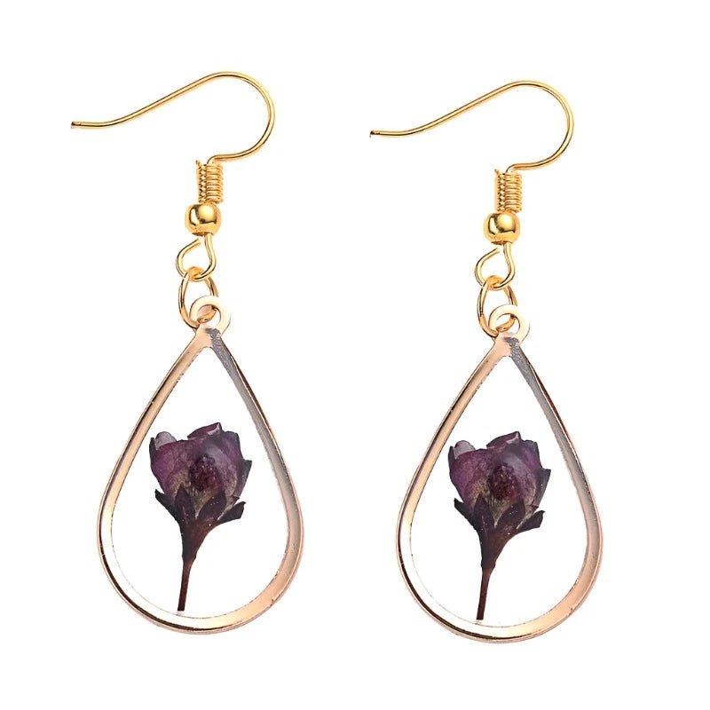 Geometric Dried Flower Earrings - The Humble Crescent