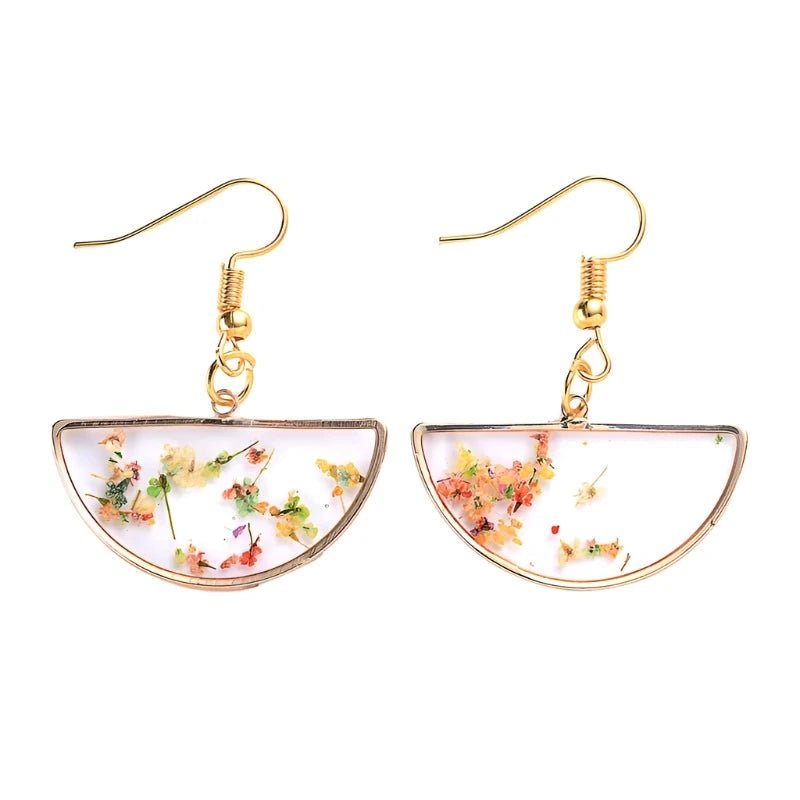 Geometric Dried Flower Earrings - The Humble Crescent