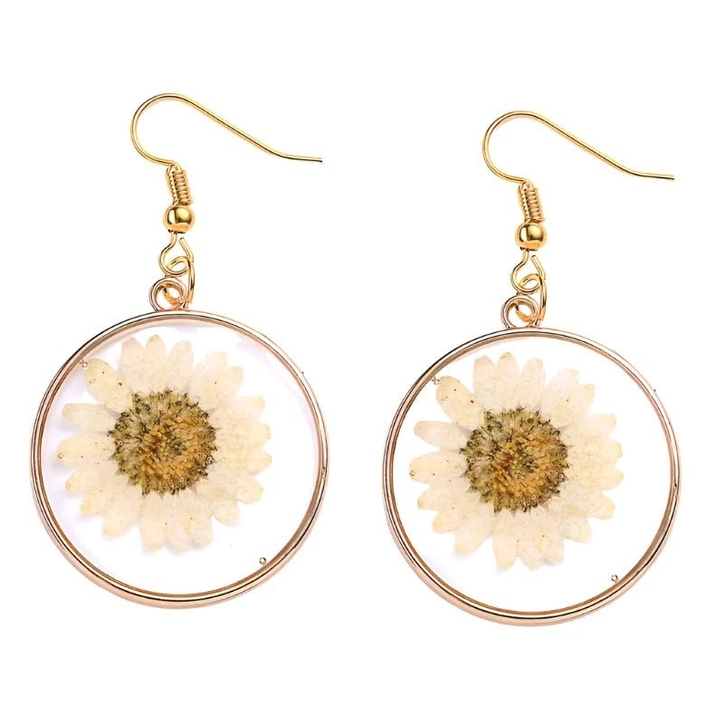 Geometric Dried Flower Earrings - The Humble Crescent