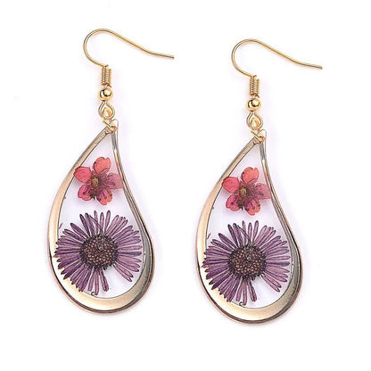 Geometric Dried Flower Earrings - The Humble Crescent