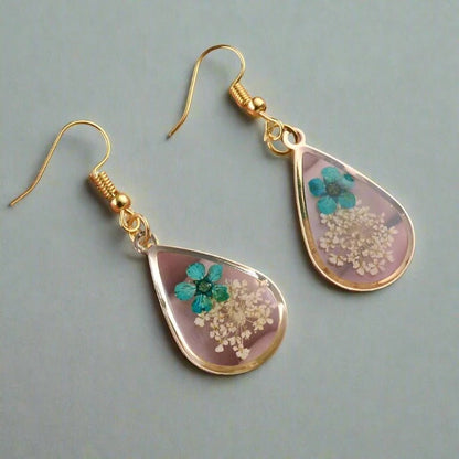 Geometric Dried Flower Earrings - The Humble Crescent