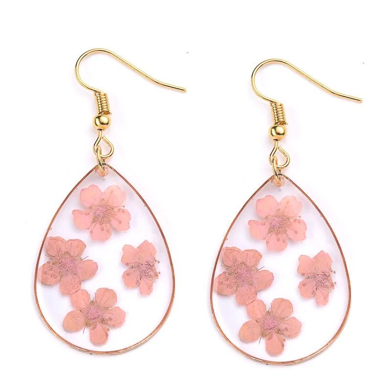 Geometric Dried Flower Earrings - The Humble Crescent