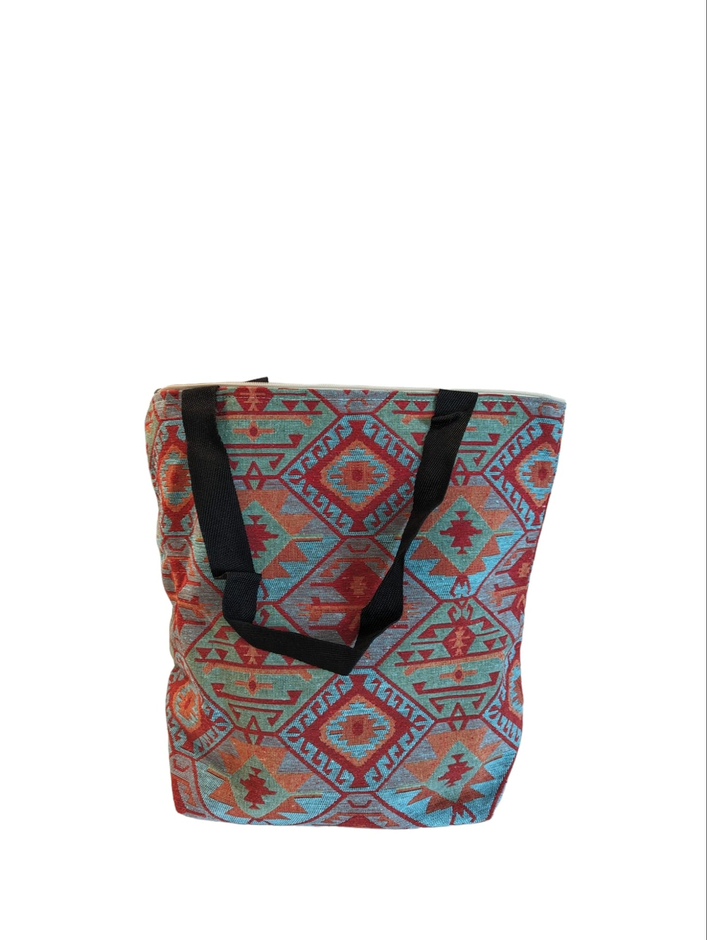 Elegant Cotton Tote, Beach Bag — Intricate Kilim Design, Aztec Print, Bohemian